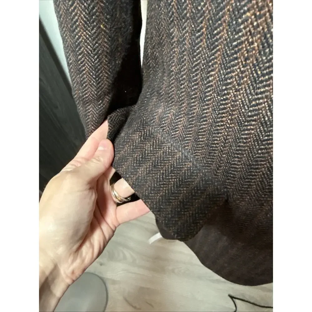 Samuelsohn Sport Coat Men 41 Brown/ Orange Blazer Wool Pinstripe V2